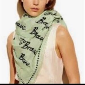 Coach• NWT Seafoam Green Brave Large Script Shawl.